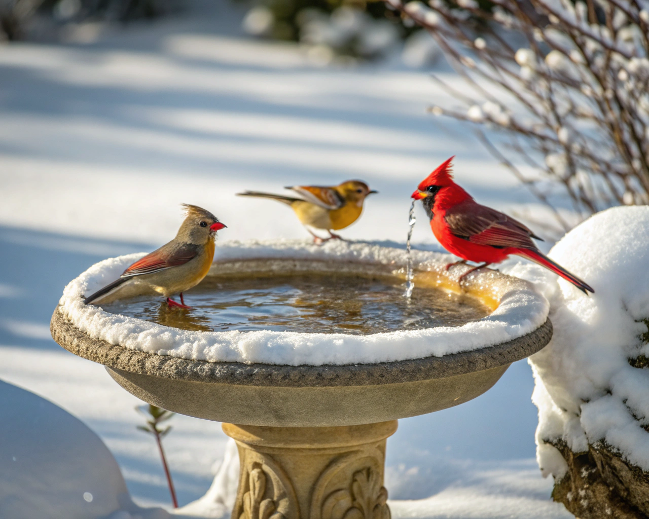 This Heated Bird Bath Makes Winter Yards Come Alive
